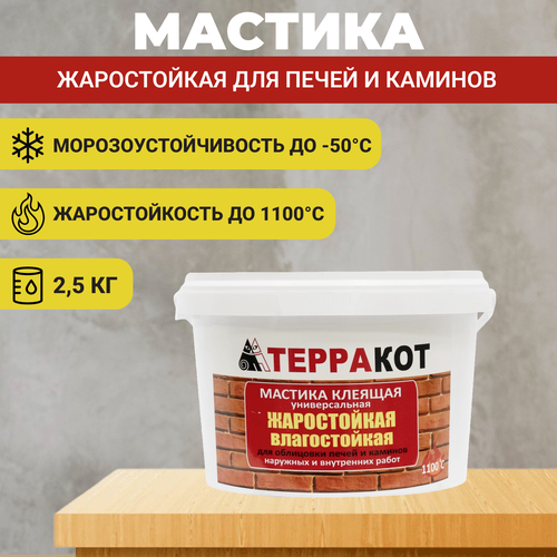 Мастика жаростойкая клеящая терракот, 2,5 кг фото