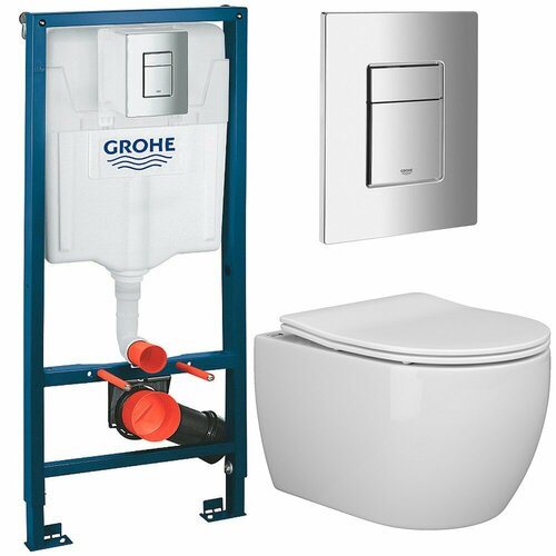 Инсталляция Grohe Solido 38811000 + унитаз Ceramica Nova Play CN3001 безободковый с сиденьем фото