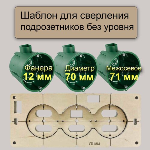 Шаблон для подрозетников 70 мм (3 подр) без уровня фото