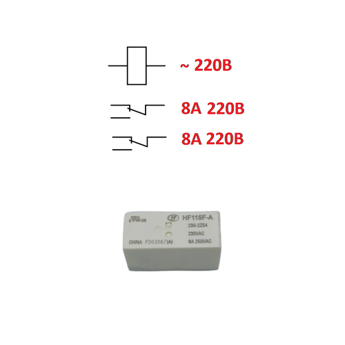 Реле 220В 2NO 2NC HF115F-A фото