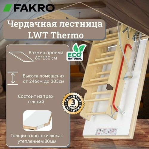 Чердачная лестница FAKRO LWT 60*130*305 (Суперэнергосберегающая, крышка 80 мм) фото