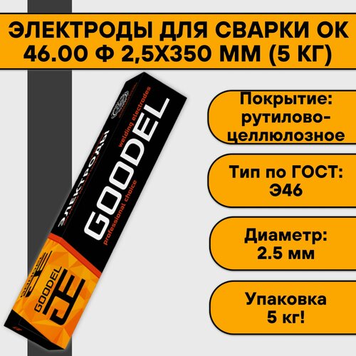 Электроды для сварки ОК 46.00 ф 2,5х350 мм (5 кг) Goodel фото