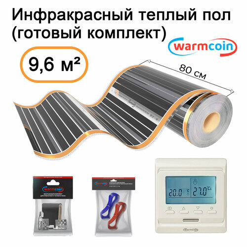 Теплый пол электрический 80см, 220 Вт/м. кв. с электронным терморегулятором, комплект, 12 м. п. фото
