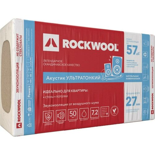 Звукоизоляция Rockwool Акустик ультратонкий 27 мм 7.2 м² фото