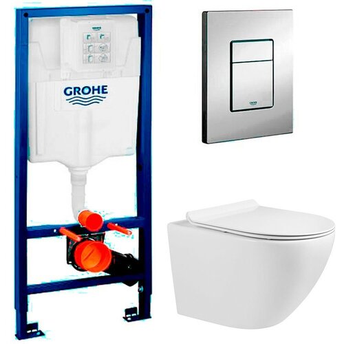 Инсталляция Grohe Rapid SL 38772001 + унитаз Meer MR-2100 безободковый с сиденьем фото