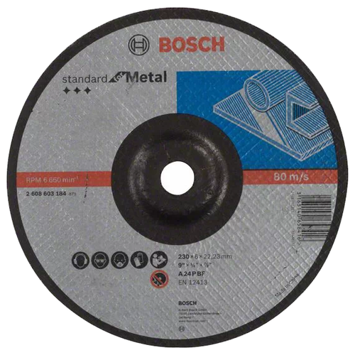 Шлифовальный абразивный диск BOSCH Standard for Metal 2608603184, 230 мм, 1 шт. фото