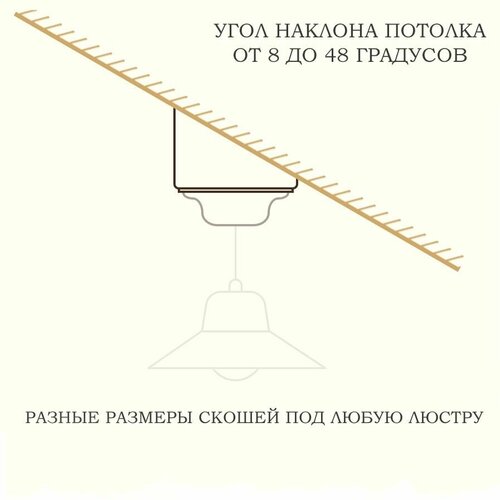 Скош. Накладка L3 (130 мм) на скошенный потолок 36 градусов, для монтажа светильников и люстр на мансардном потолке фото