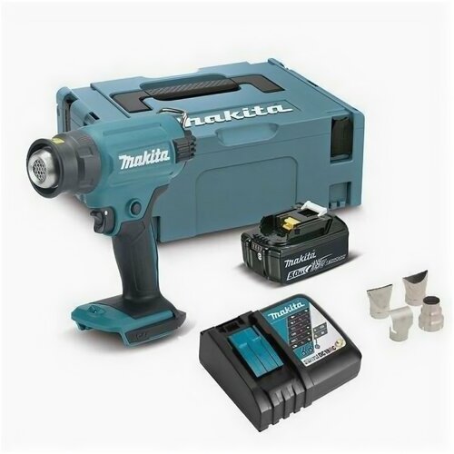 Аккумуляторный строительный фен Makita DHG180RT1J голубой фото