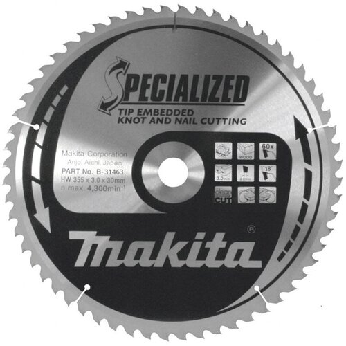 Диск пильный по дереву (355х30х2,2/3 мм; 60Т) Makita B-31463 фото