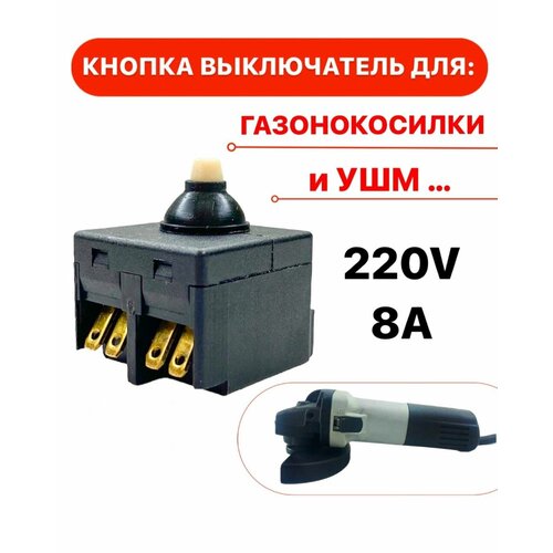 Кнопка для УШМ для газонокосилки 220V 8A фото