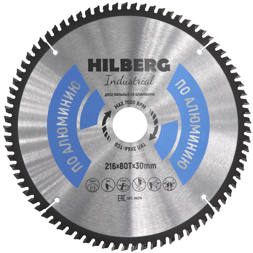 Диск Hilberg Industrial HA216 пильный по алюминию 216x30mm 80 зубьев фото