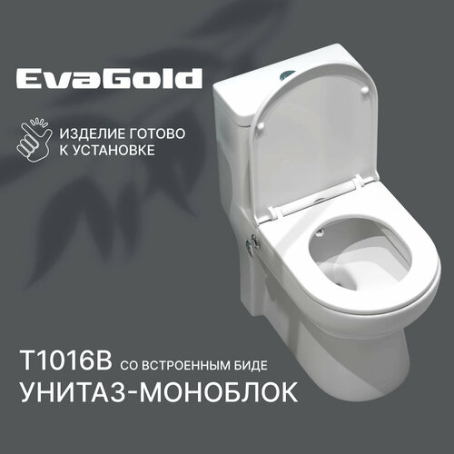 Унитаз напольный моноблок EvaGold T1016B со встроенным биде с гофрой и подводкой фото