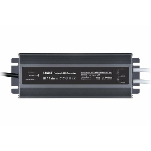 Блок питания Uniel 24V 150W IP67 6,3A UET-VAF-150B67 24V IP67 UL-00007578 фото