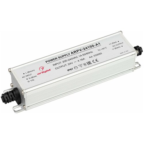 Блок питания ARPV-24100-A1 (24V, 4.16A, 100W) (Arlight, IP67 Металл, 3 года) фото