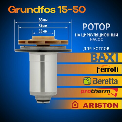 Ротор насоса Grundfos 15-50 на циркуляционный вращение против часовой стрелки. фото