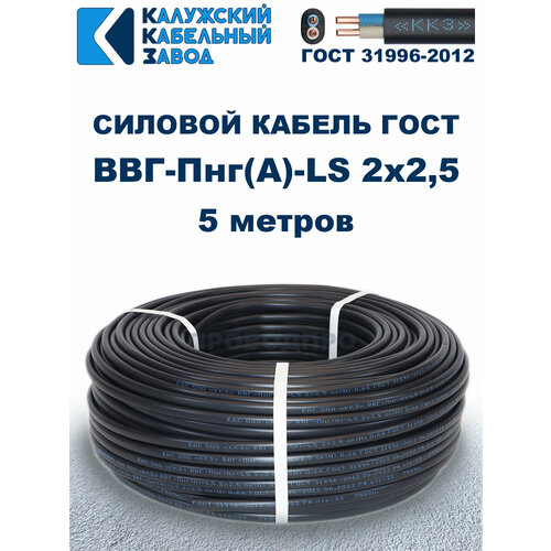 Кабель силовой ВВГ-Пнг(А)-LS 2х2,5 ГОСТ. 5 метров. Кaлyжcкий кабельный зaвoд фото