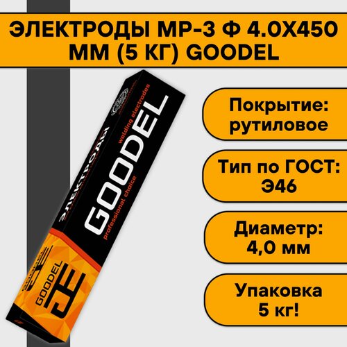 Электроды МР-3 ф 4.0х450 мм (5 кг) Goodel фото