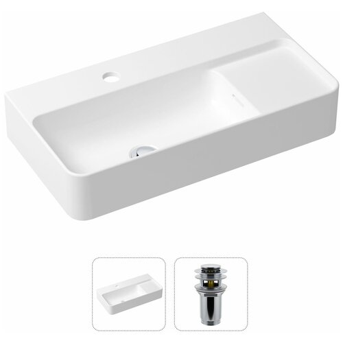 Накладная раковина в ванную Lavinia Boho Bathroom Sink Slim 21520878 в комплекте 2 в 1: умывальник белый, донный клапан в цвете хром фото