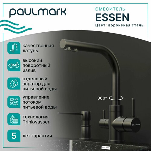 Смеситель универсальный Paulmark Essen Es213011 вороненая сталь фото