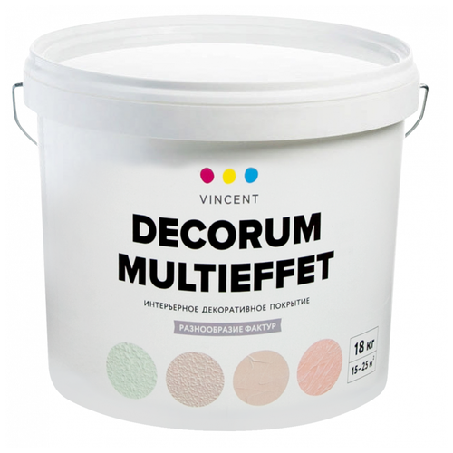 Декоративное покрытие VINCENT Decorum Multieffet D 2, белый, 18 кг, 18 л фото