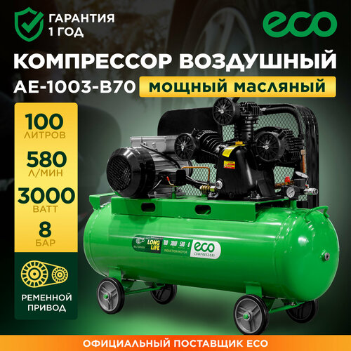 Компрессор масляный воздушный ECO AE-1003-B70 (EC2610-0) фото