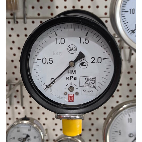 НМ-100-2,5кПа, кл. т.1,5, М20х1,5 манометр газовый, низкого давления. Поверка II кв. 2024 г. до II кв. 2026 г. фото