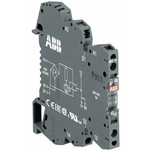 ABB Реле RB121A , 1 переключающий контакт, 10мА-6А, катушка 24V AC/DC, винт. зажимы 1SNA645001R0300 фото