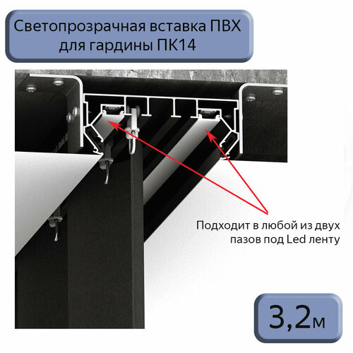 Вставка светопрозрачная в гардину ПК14 для натяжного потолка, 3,2м фото