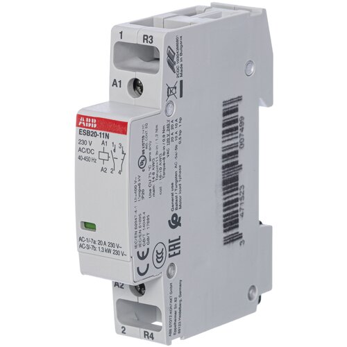 Контактор ESB20-11N-06 модульный (20А АС-1 1НО+1НЗ) катушка 230В AC/DC ABB 1SBE121111R0611 фото