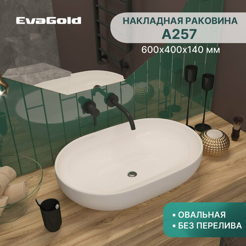 Раковина для ванной накладная EvaGold 600*400*140 мм, модель LP601.10 белый фото