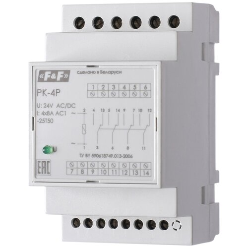 Промежуточное реле F&F PK-4P-230 8 А 230 В фото