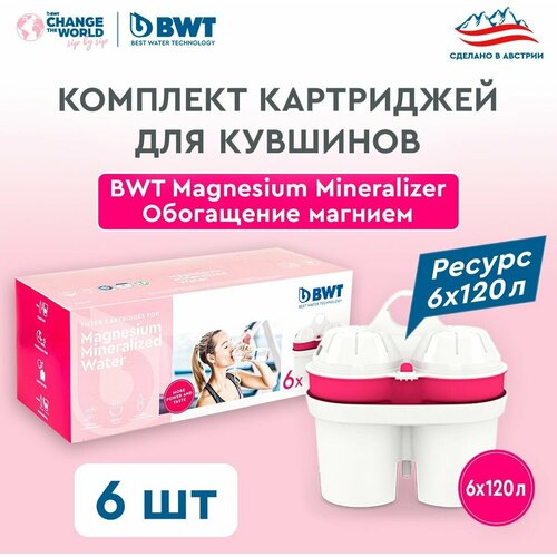 Комплект картриджей для кувшинов BWT Обогащение магнием, 6 шт. для кувшинов BWT PENGUIN/ BWT VIDA/БВТ фото