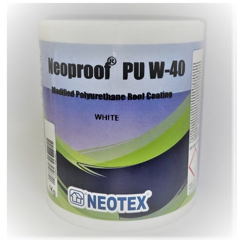 Гидроизоляционная УФ стойкая полиуретановая мастика Neoproof PU W-40 1кг Белая, для крыш и других поверхностей фото