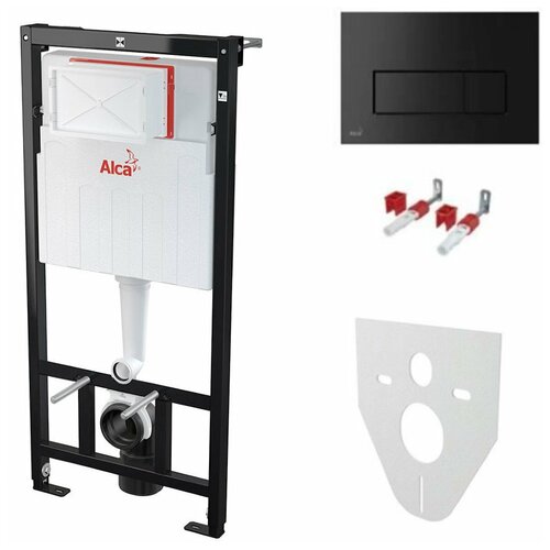 Инсталляция AlcaPlast AM101/1120 (4в1)+M578 прямоугольная черный/матовый + M91 фото