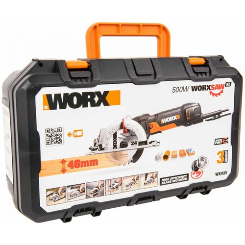 Дисковая пила  Worx WX439, 500 Вт, черный/оранжевый фото