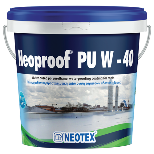 Гидроизоляционная УФ стойкая полиуретановая мастика Neoproof PU W-40 13кг Белая, для крыш и других поверхностей фото