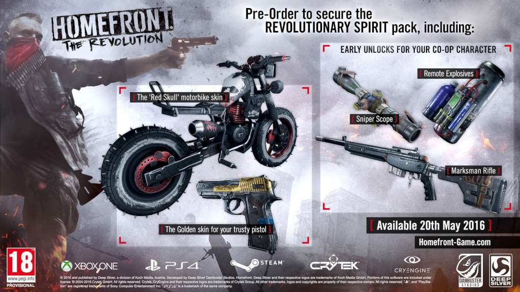 [$ 26.5] Homefront: The Revolution + Revolutionary Spirit Pack INDIA Steam Gift