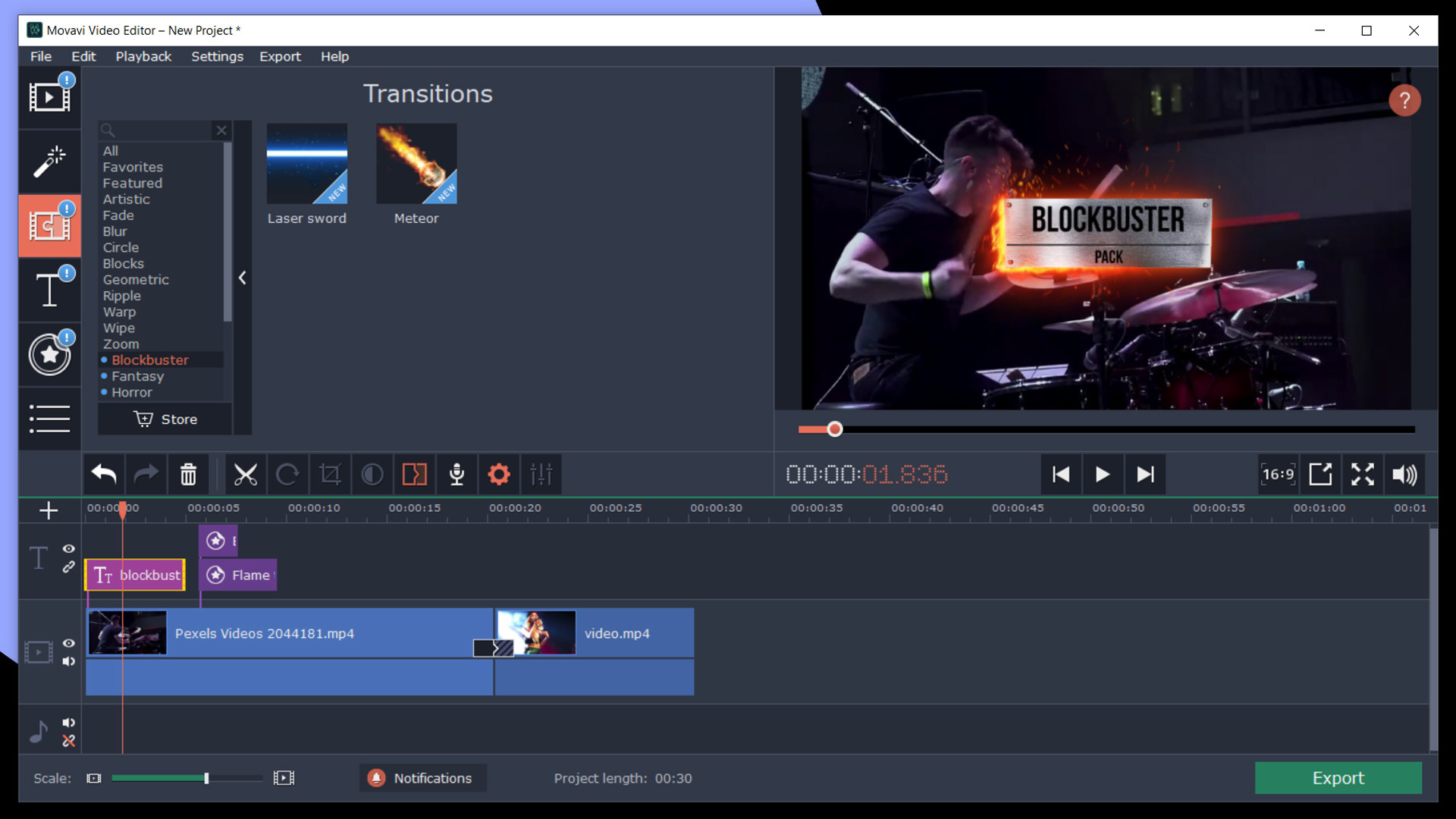 [$ 0.68] Movavi Video Editor Plus 2020 - Cinematic Set Effects DLC Steam CD Key