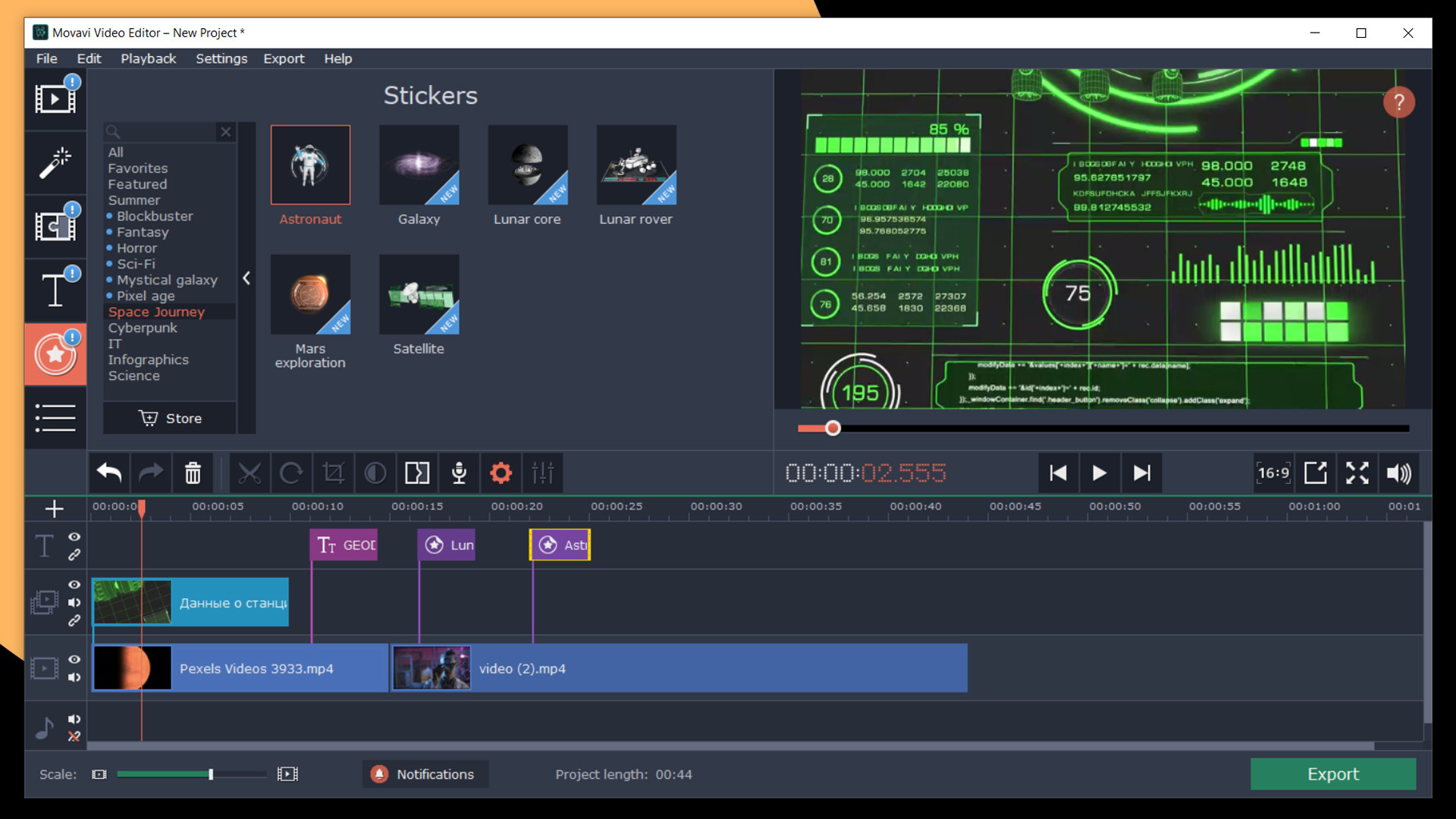 [$ 1.18] Movavi Video Editor Plus 2020 Effects - Space Journey Pack DLC Steam CD Key
