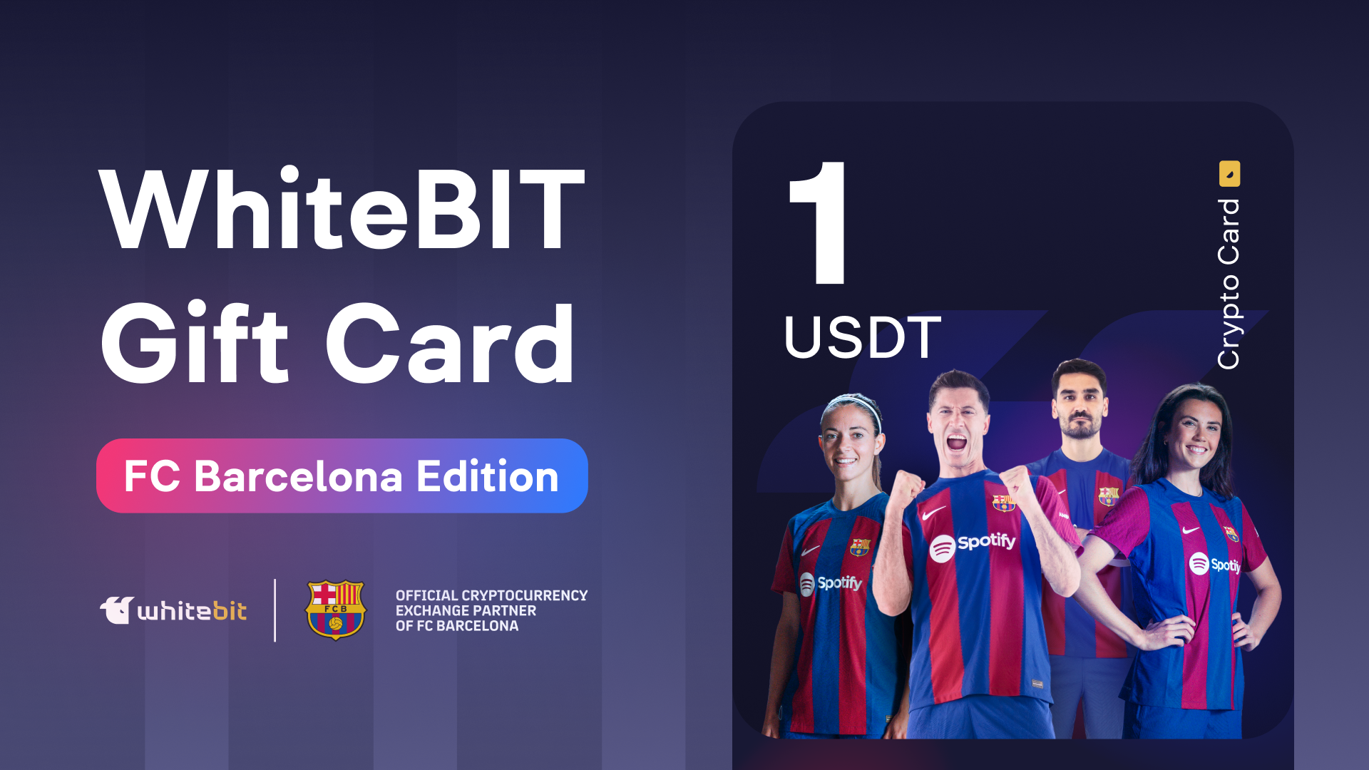 [$ 1.39] WhiteBIT - FC Barcelona Edition - 1 USDT Gift Card